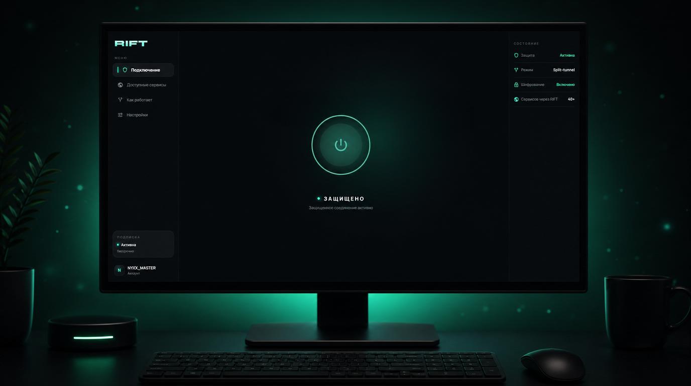 RIFT на Windows — подключено